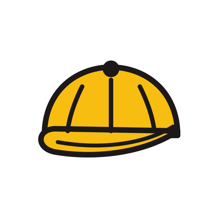 Line drawing of a yellow baseball cap